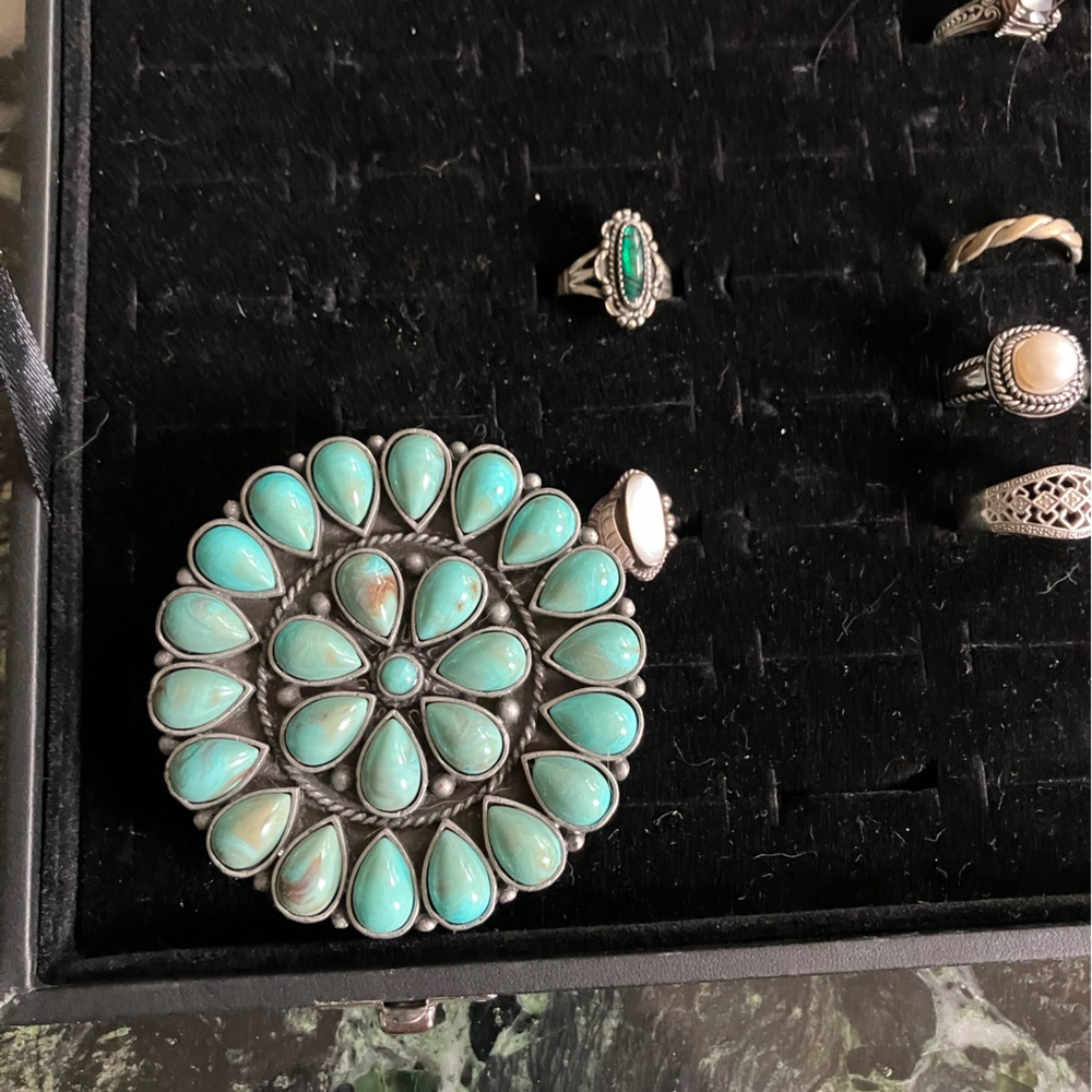 Double Ranch Tooled Black belt & turquoise (imitation) - Picture 10 of 10